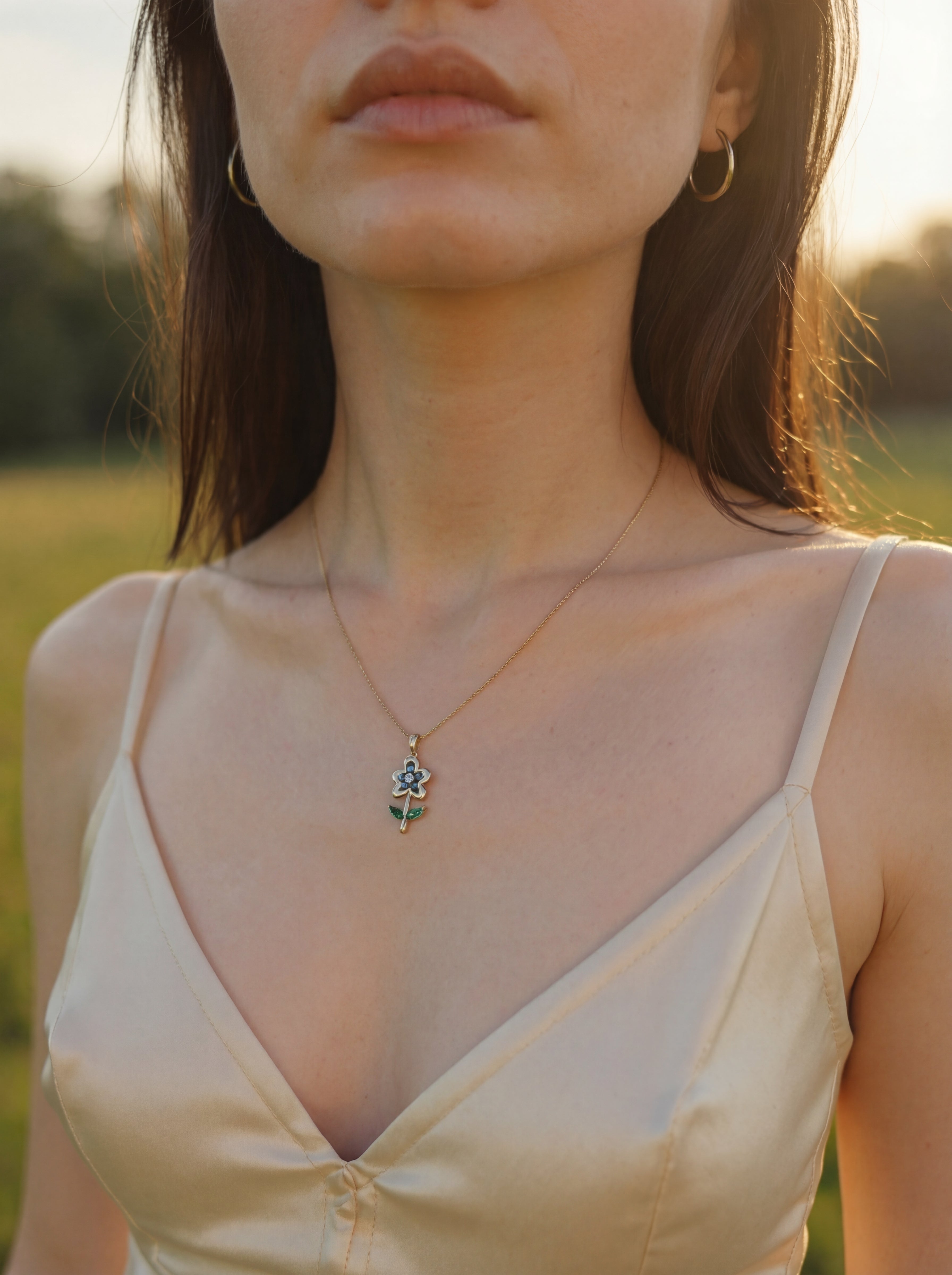 18K Gold Plated Enamel Flower Pendant - Simple Style Dainty