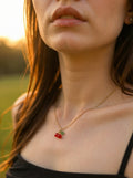 18K Gold Plated Cute Sweet Red Cherry Necklace - Stainless Steel