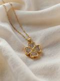 18K Gold Plated Four-Leaf Clover Necklace - Zircon Pendant