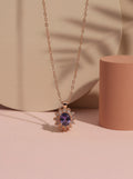 18K Rose Gold Plated Starburst Gem Necklace - Zircon Pendant
