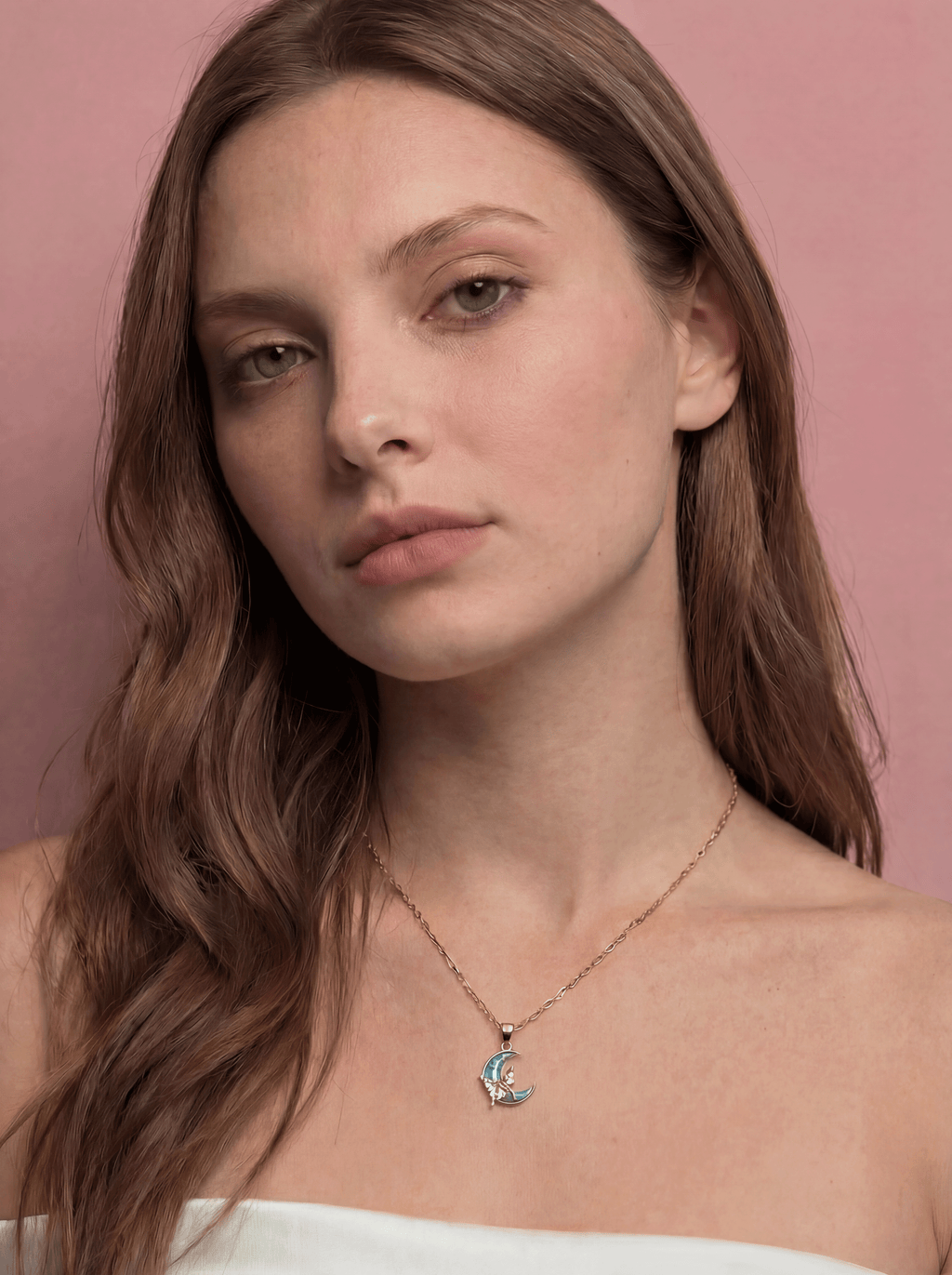 18K Gold Plated Moon & Butterfly Necklace - Celestial Zircon