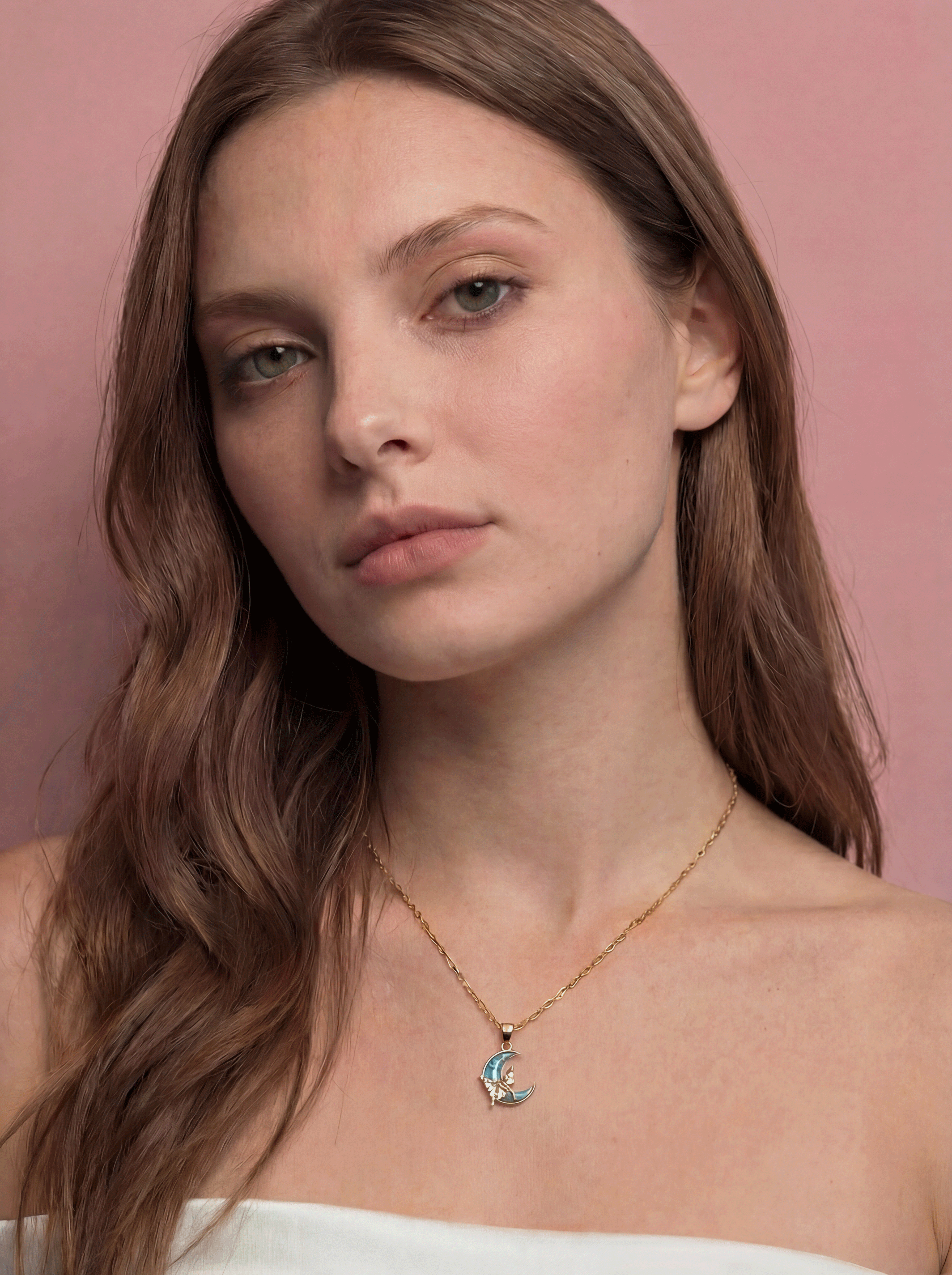 18K Gold Plated Moon & Butterfly Necklace - Celestial Zircon