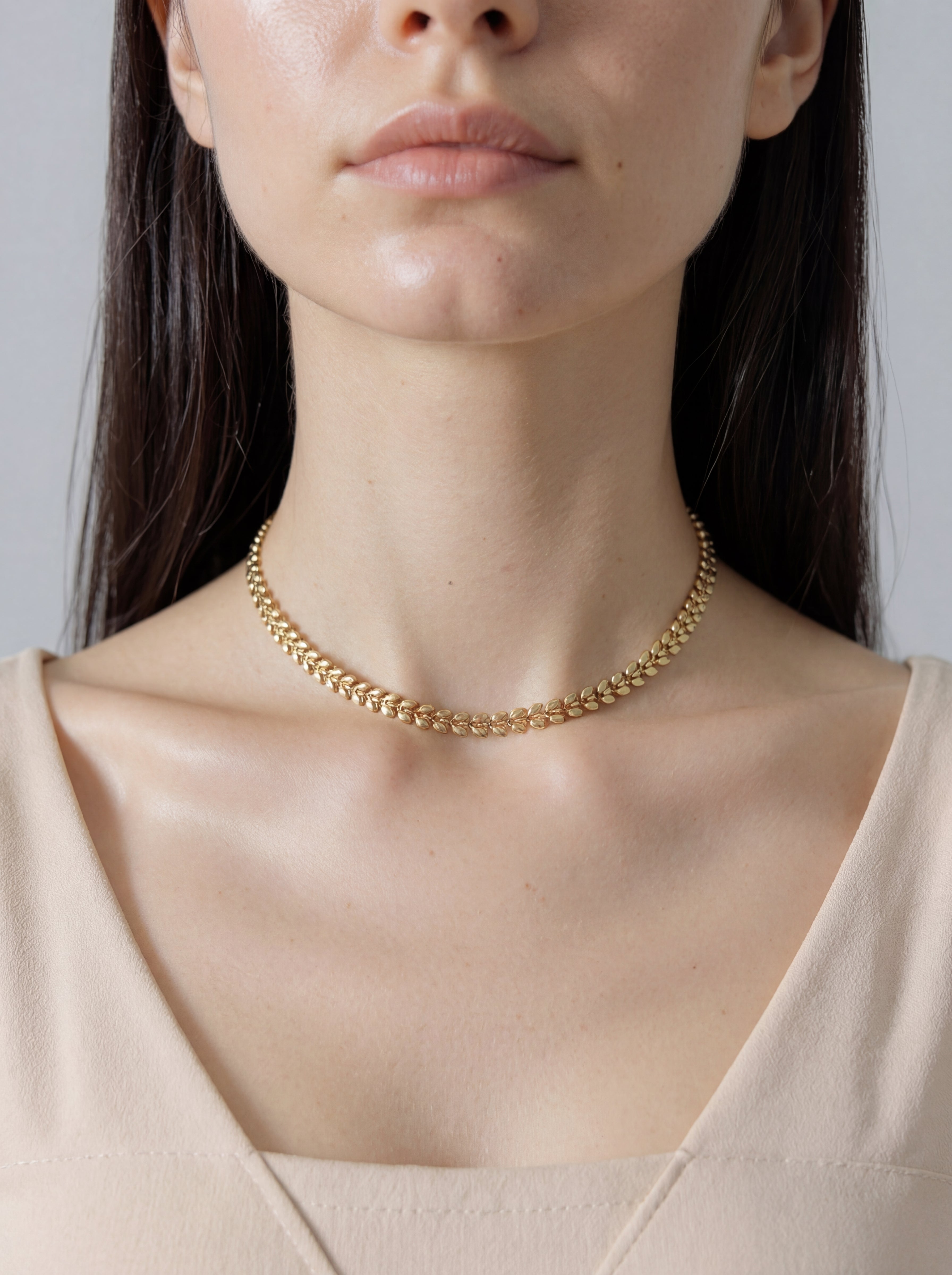 18K Gold Plated Leaf Chain Necklace - Elegant Simple Style