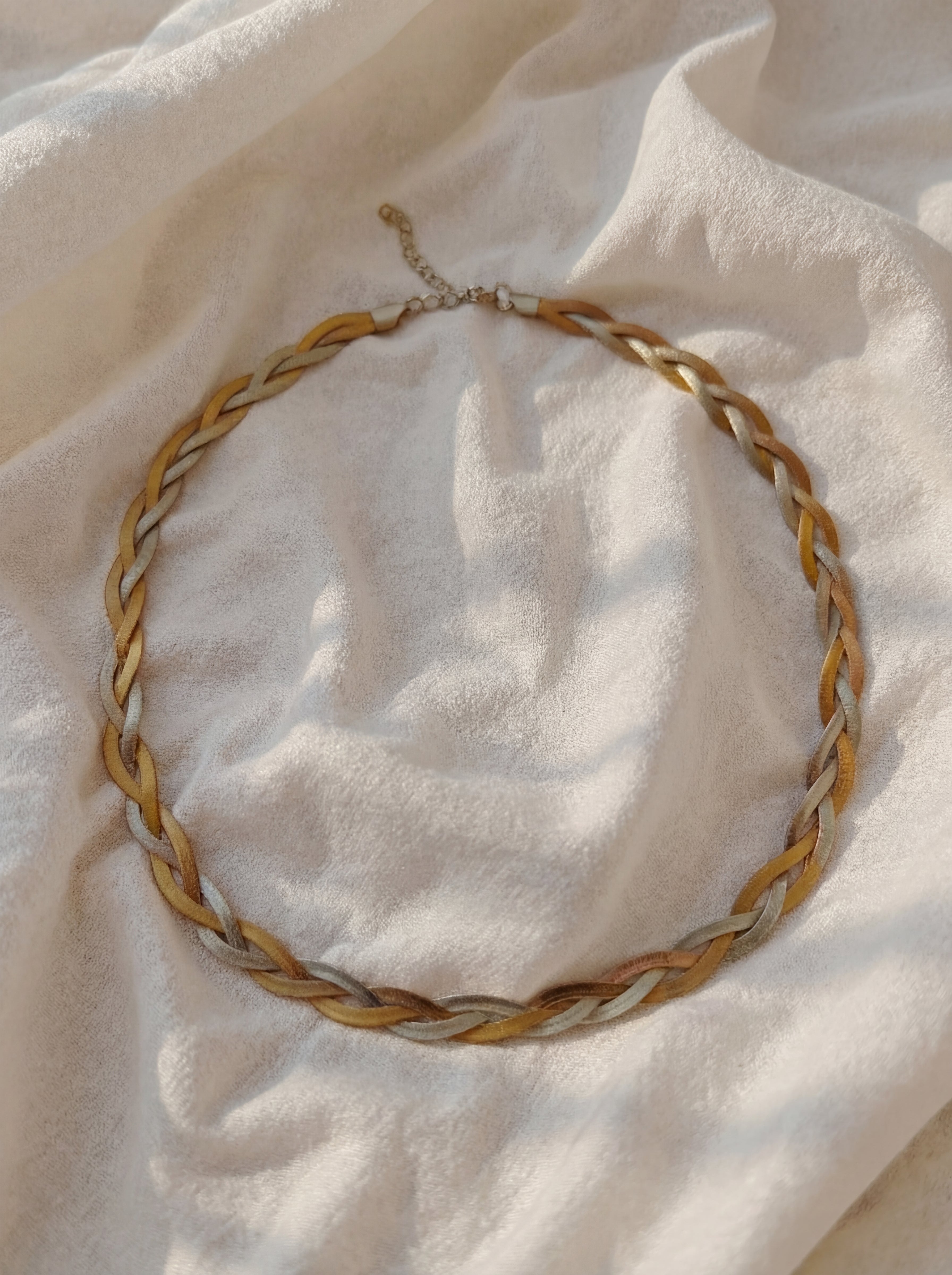 Tri-Color Braided Chain Necklace - 304 Stainless Steel Statement