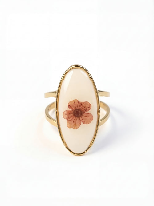Ring with a floral design on a white background