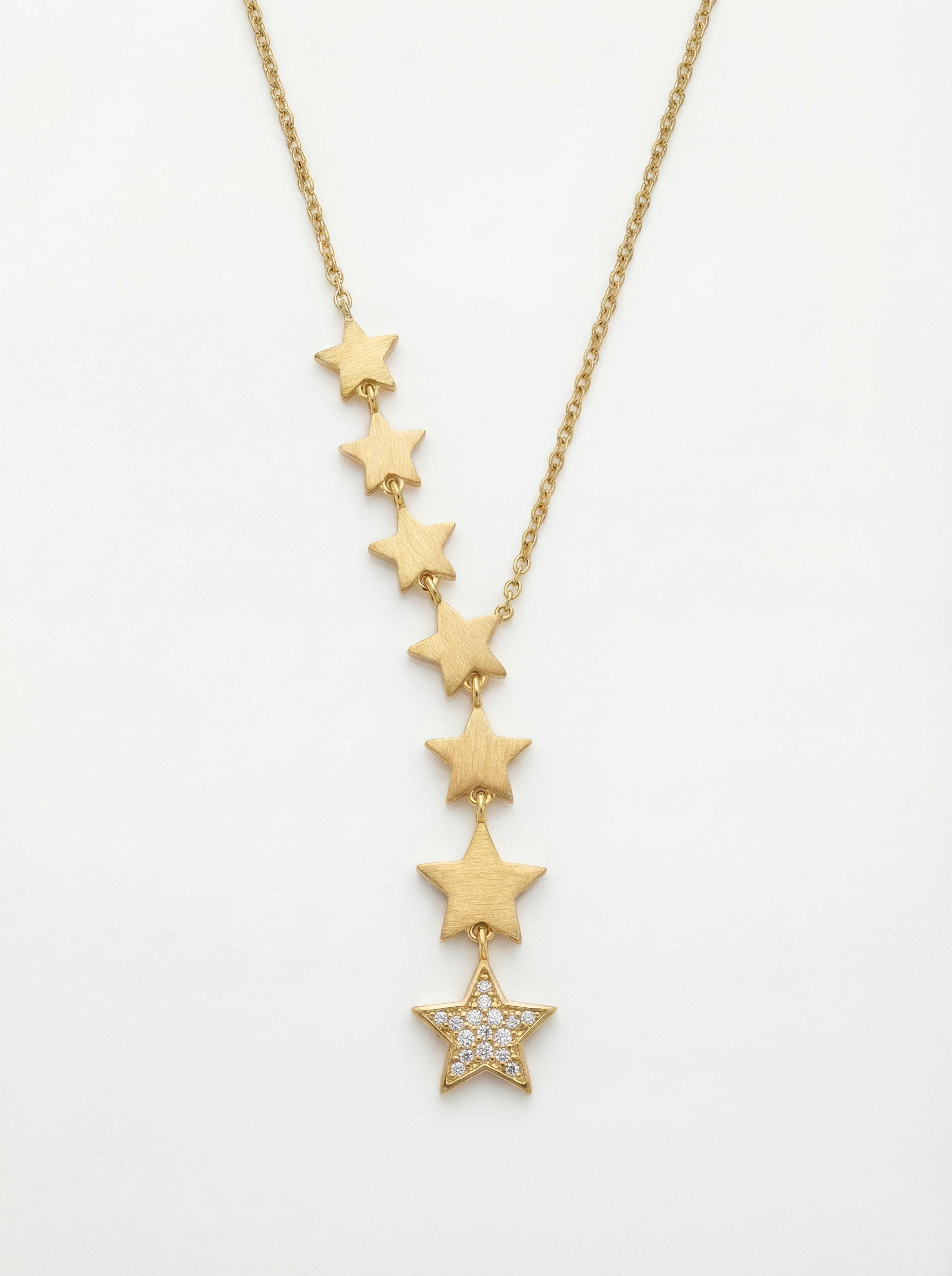 18K Gold Plated Cascading Star Necklace - 304 Stainless Steel
