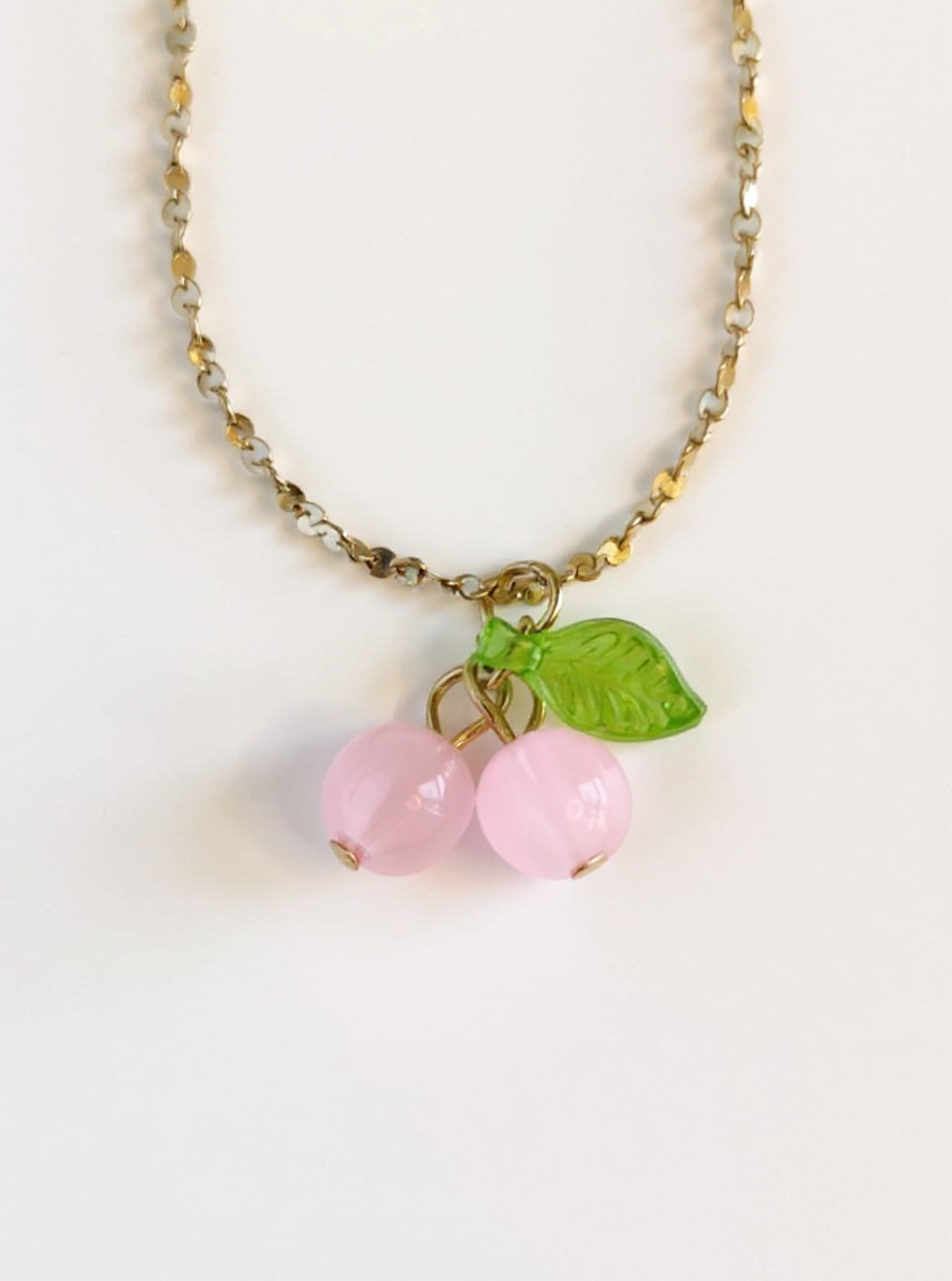 18K Gold Plated Cute Sweet Cherry Necklace - Stainless Steel