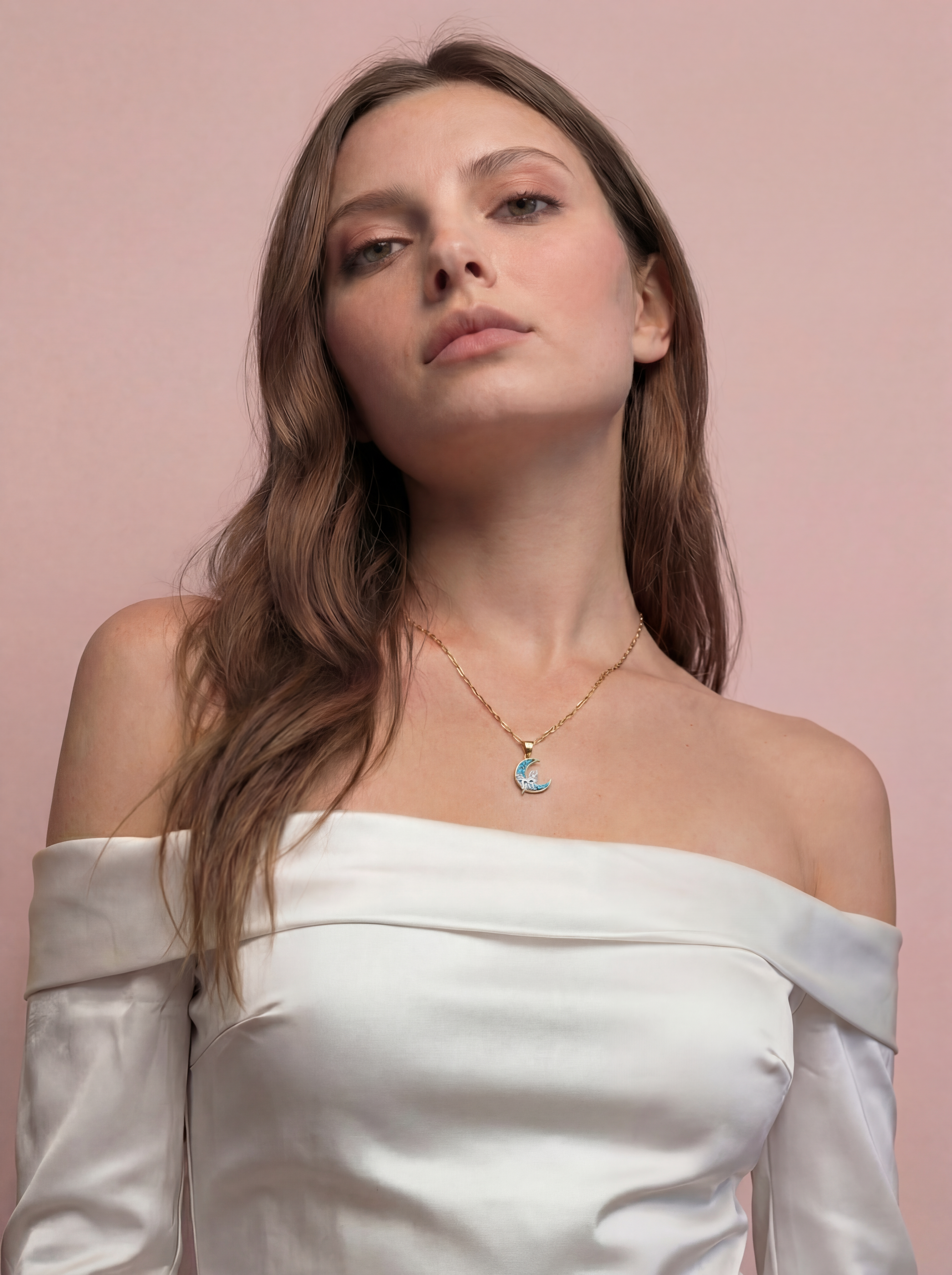 18K Gold Plated Moon & Butterfly Necklace - Celestial Zircon