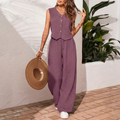Elegantes Boho-Set aus Weste und Schlaghose in Lila