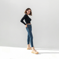 Black Ribbed Long Sleeve Cropped T-Shirt