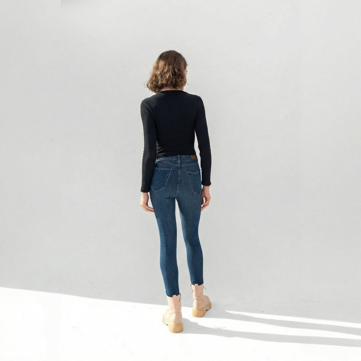Black Ribbed Long Sleeve Cropped T-Shirt