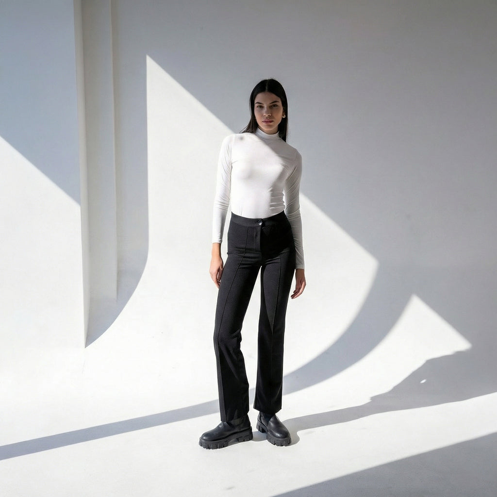 Elegant High Neck Long Sleeve Bodysuit in White