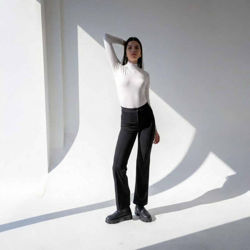 Elegant High Neck Long Sleeve Bodysuit in White