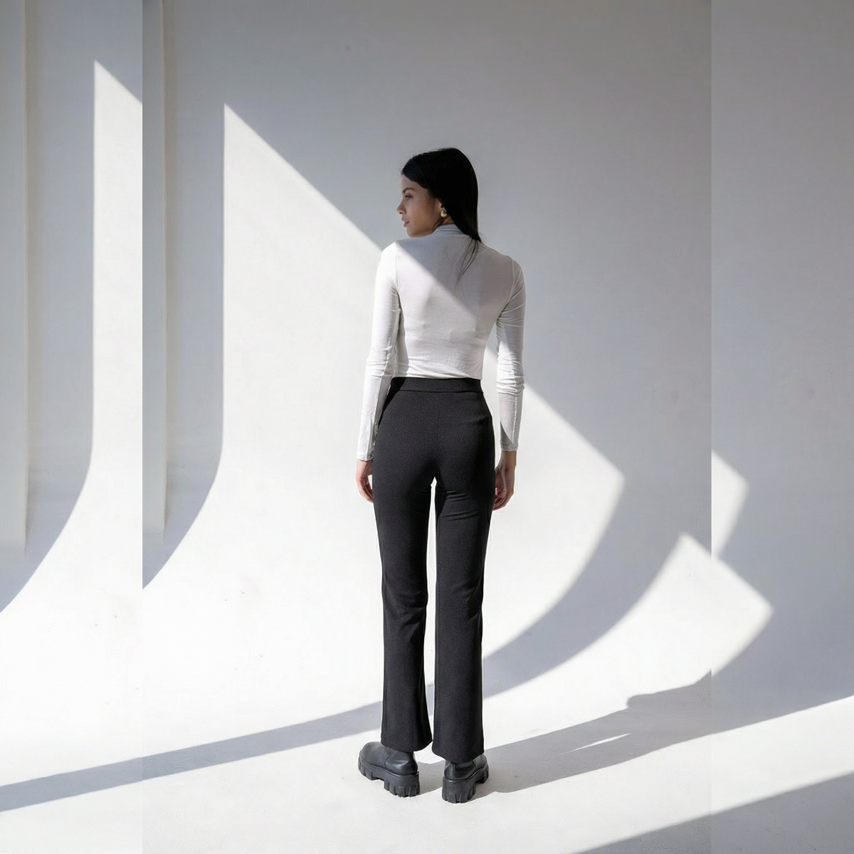 Elegant High Neck Long Sleeve Bodysuit in White