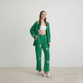 Paisley Patterned Relaxed Trousers in Benetton Green
