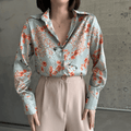 Plum Branch Satin-Finish Printed Shirt in Mint Green