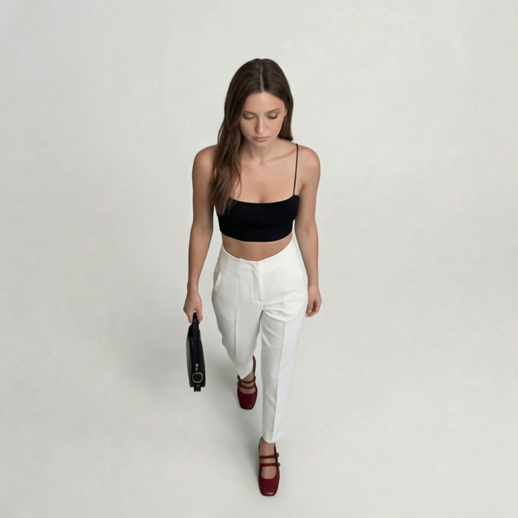 Elegante weiße High-Waist-Hose mit schmal zulaufendem Bein | Mizmiz Boutique