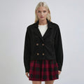 Black Double-Breasted Cropped Overshirt Jacket