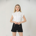 High-Waisted Button Detail Sailor Shorts in Classic Black