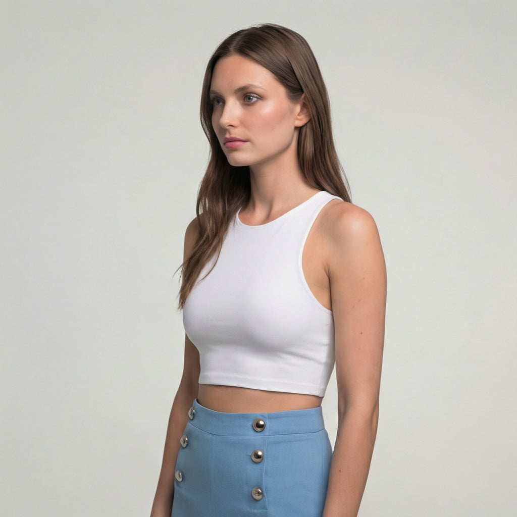 Sky Blue High-Waisted Tailored Shorts with Ornament Buttons